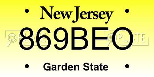 869BEO New Jersey License Plate