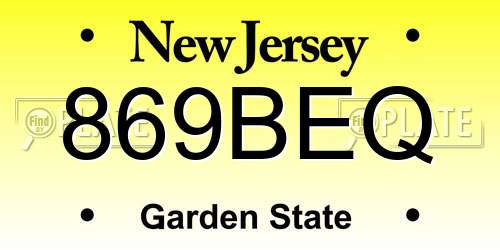 869BEQ New Jersey License Plate