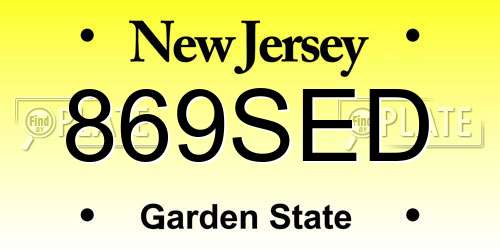 869SED New Jersey License Plate