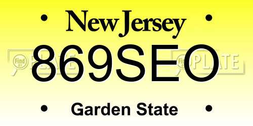869SEO New Jersey License Plate