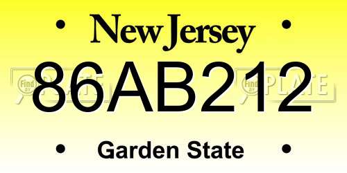 86AB212 New Jersey License Plate