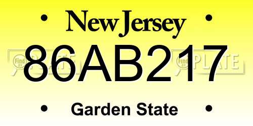 86AB217 New Jersey License Plate