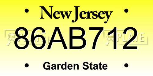 86AB712 New Jersey License Plate