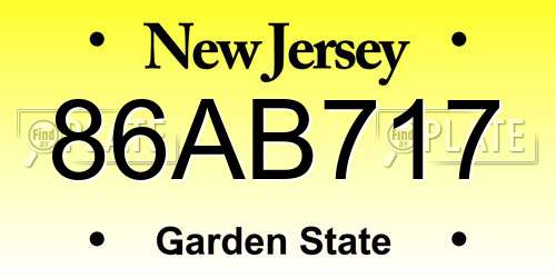 86AB717 New Jersey License Plate