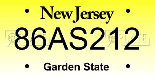 86AS212 New Jersey License Plate