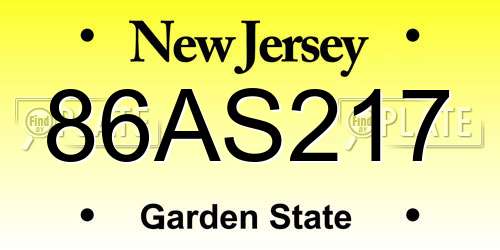 86AS217 New Jersey License Plate
