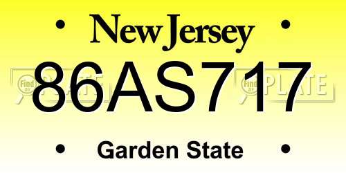 86AS717 New Jersey License Plate