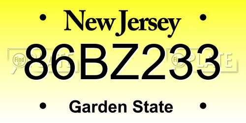 86BZ233 New Jersey License Plate