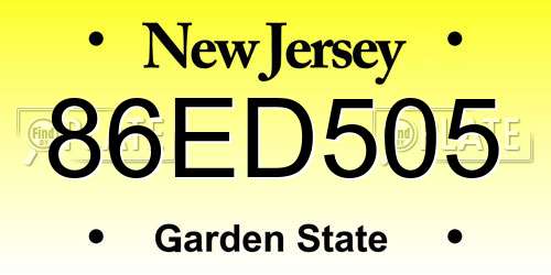 86ED505 New Jersey License Plate