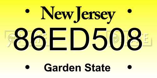 86ED508 New Jersey License Plate