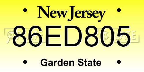 86ED805 New Jersey License Plate