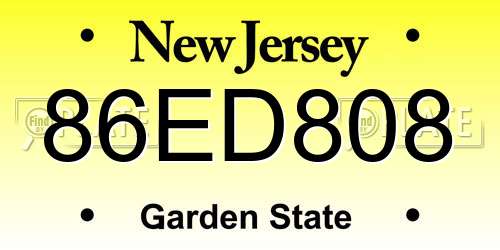 86ED808 New Jersey License Plate