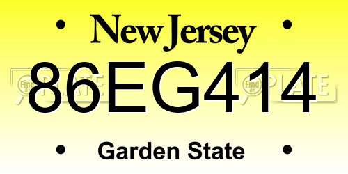 86EG414 New Jersey License Plate