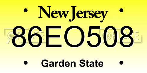 86EO508 New Jersey License Plate