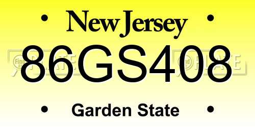 86GS408 New Jersey License Plate