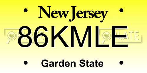 86KMLE New Jersey License Plate
