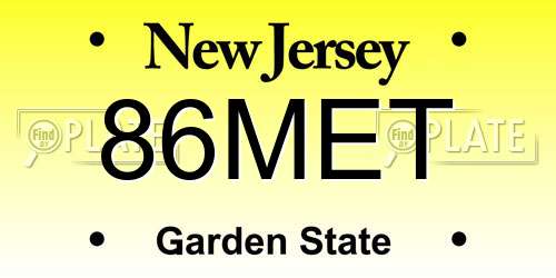 86MET New Jersey License Plate