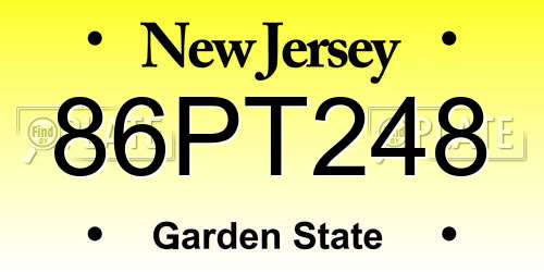 86PT248 New Jersey License Plate