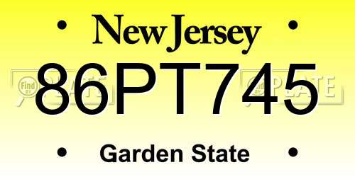 86PT745 New Jersey License Plate