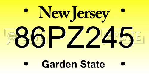 86PZ245 New Jersey License Plate
