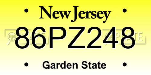 86PZ248 New Jersey License Plate