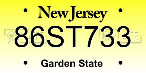 86ST733 New Jersey License Plate