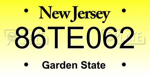 86TE062 New Jersey License Plate