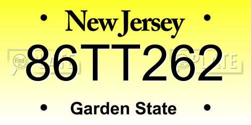 86TT262 New Jersey License Plate