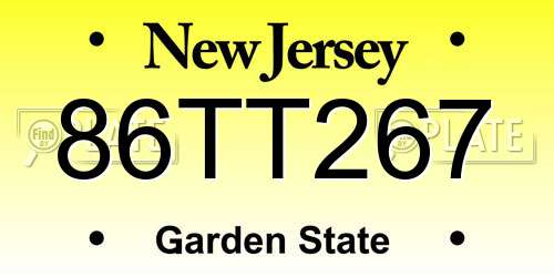 86TT267 New Jersey License Plate
