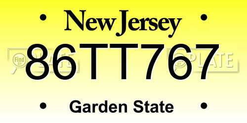 86TT767 New Jersey License Plate