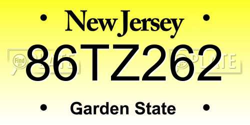 86TZ262 New Jersey License Plate