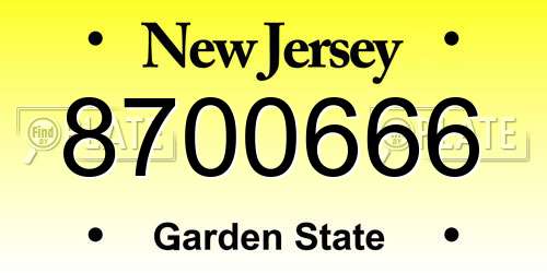 8700666 New Jersey License Plate