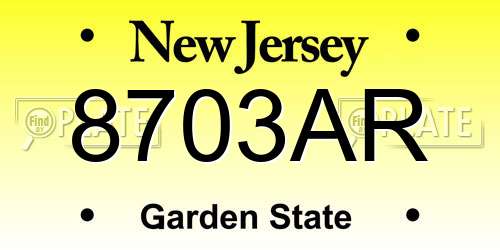 8703AR New Jersey License Plate