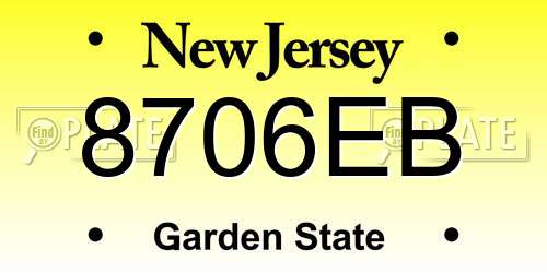 8706EB New Jersey License Plate