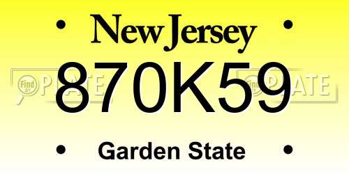 870K59 New Jersey License Plate