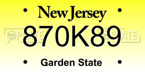 870K89 New Jersey License Plate