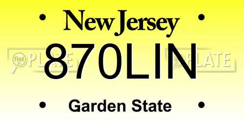 870LIN New Jersey License Plate