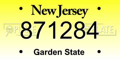 871284 New Jersey License Plate