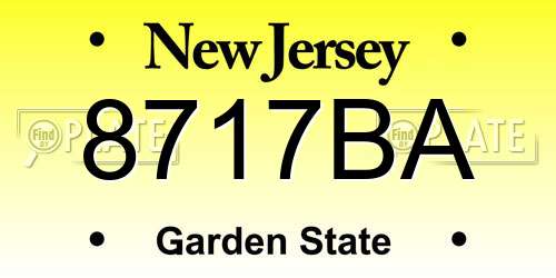 8717BA New Jersey License Plate
