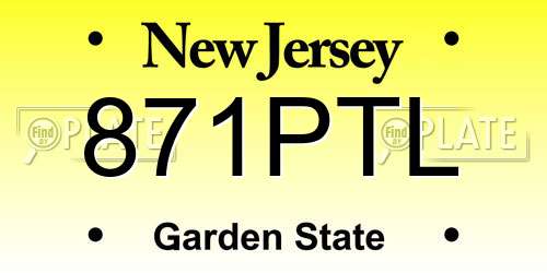 871PTL New Jersey License Plate