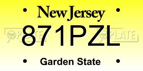 871PZL New Jersey License Plate
