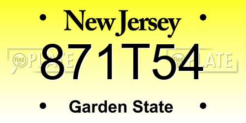 871T54 New Jersey License Plate