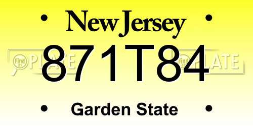871T84 New Jersey License Plate