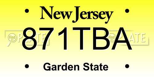 871TBA New Jersey License Plate