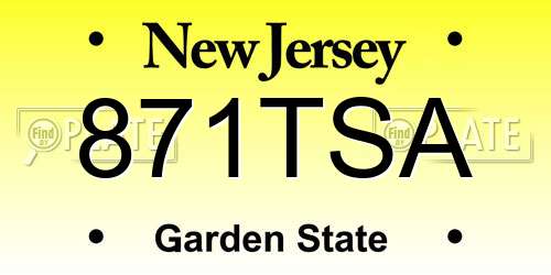 871TSA New Jersey License Plate