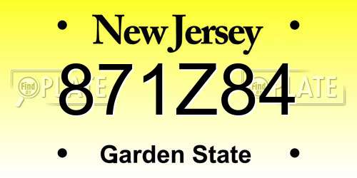 871Z84 New Jersey License Plate