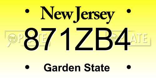 871ZB4 New Jersey License Plate