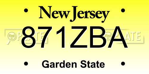 871ZBA New Jersey License Plate