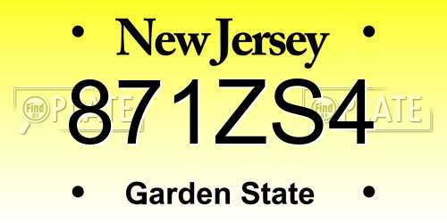 871ZS4 New Jersey License Plate