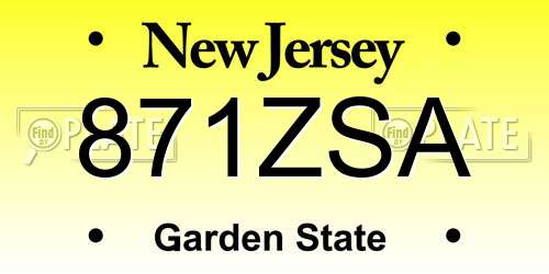 871ZSA New Jersey License Plate